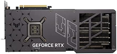 Overhead view of the ASUS TUF GeForce RTX® 4090 OC Edition in its original packaging beside setup accessories.